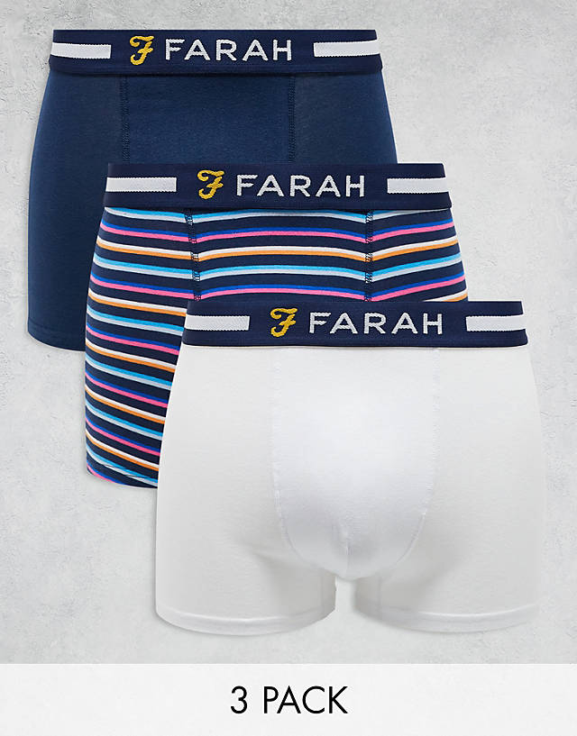 Farah - 3 pack boxers in navy, white and multi stripes