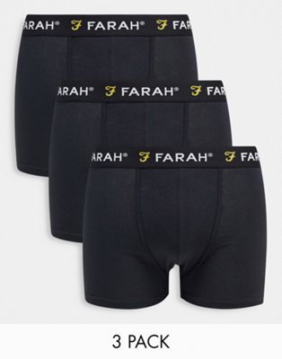Farah 3 pack boxers with logo waist in black