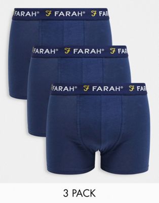 Farah 3 pack boxers with logo waist in navy