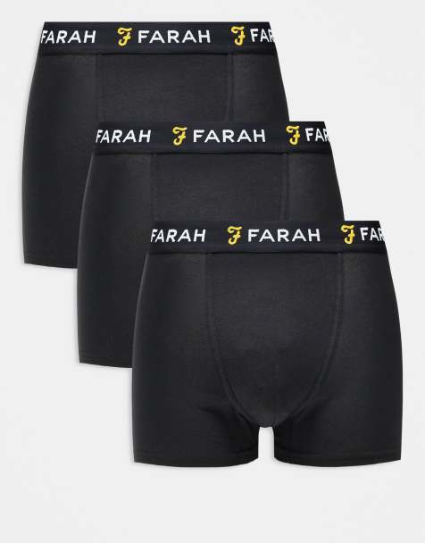 Farah 3-pack jacquard waistband logo boxers in black - view 1