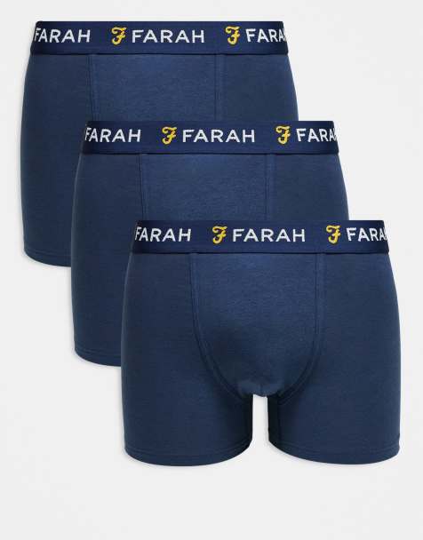 Farah 3-pack jacquard waistband logo boxers in navy - view 1