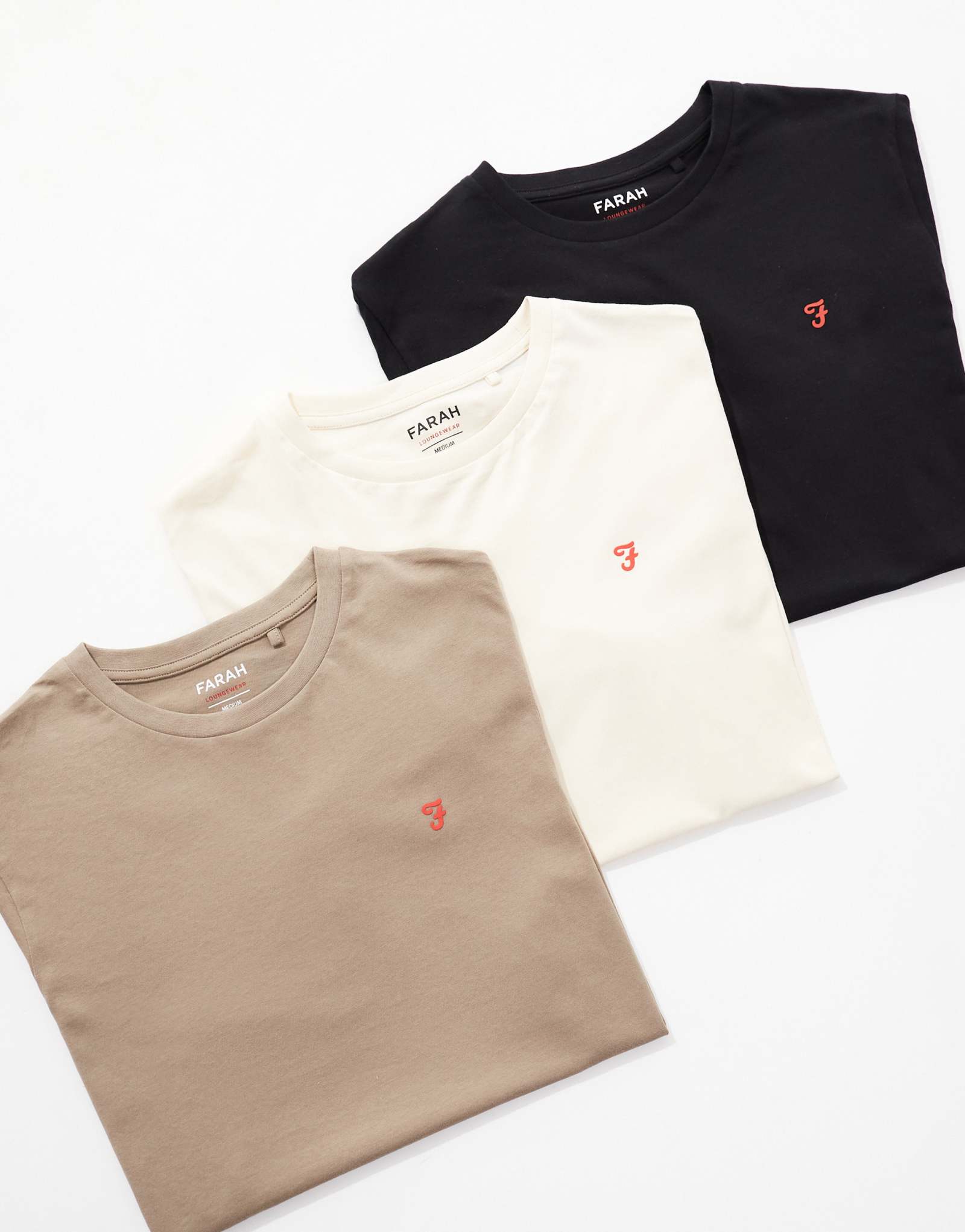 Футболки с логотипом Farah из 3-х упаковок кремового, бежевого и черного цветов