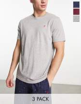 Farah 3 pack lounge t shirts in black khaki and grey marl ASOS