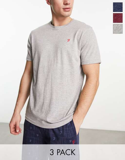 Farah 3 pack lounge t shirts in navy marl, burgundy marl and grey marl, ASOS