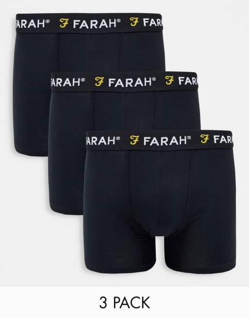 Farah – 3-pack svarta boxershorts