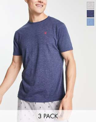 Farah Farah 3 pack t-shirts in navy grey and blue