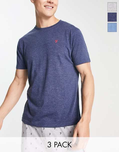Farah 3 pack t-shirts in navy grey and blue - view 1