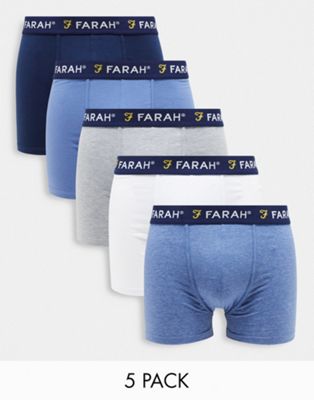 Farah 5 pack boxers with logo waist in multi