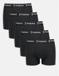 [Farah] Farah 5 pack jacquard waistband logo boxers in black S BLACK
