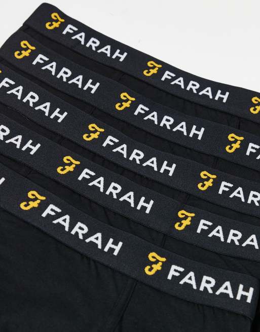 Farah 5-pack jacquard waistband logo boxers in black, 2 of 3