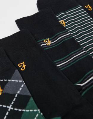 Farah 5-pack Logo Dress Socks In Black