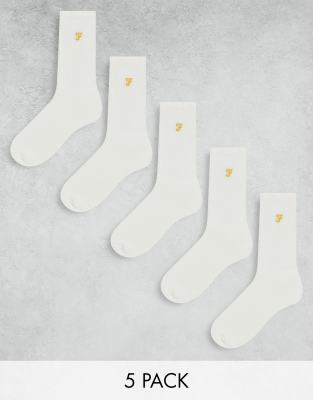 Farah Farah 5 pack socks in white