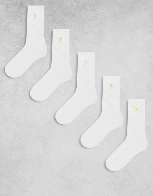 Farah 5 pack socks in white