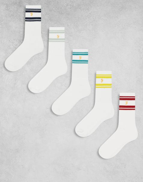 Farah 5 pack tennis socks in white - view 1