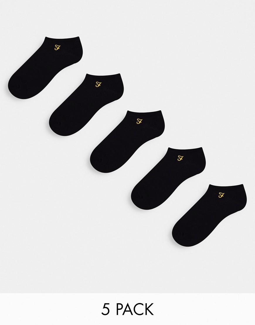Farah 5 pack trainer socks in black