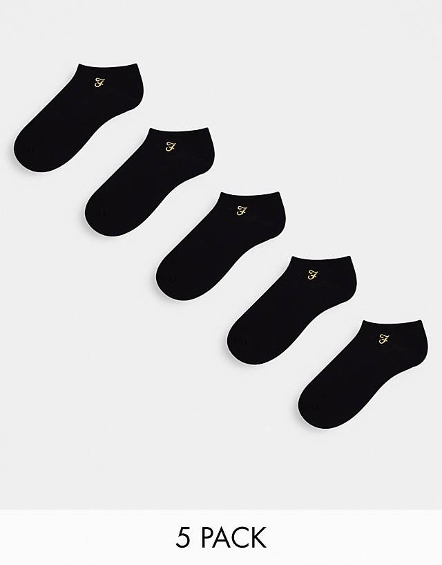 Farah - 5 pack trainer socks in black
