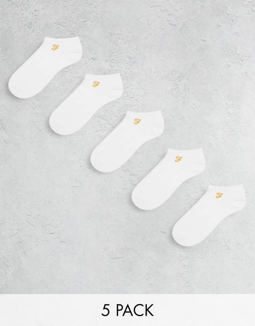 Farah 5 pack trainer socks in white