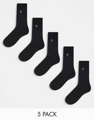 Farah – 5er-Pack Socken in Schwarz