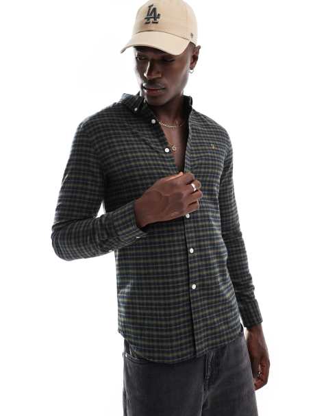 Farah Alban longsleeve plaid shirt in navy - view 1