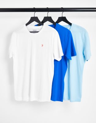 Farah Farah Albies 3 pack t-shirts in blue and white