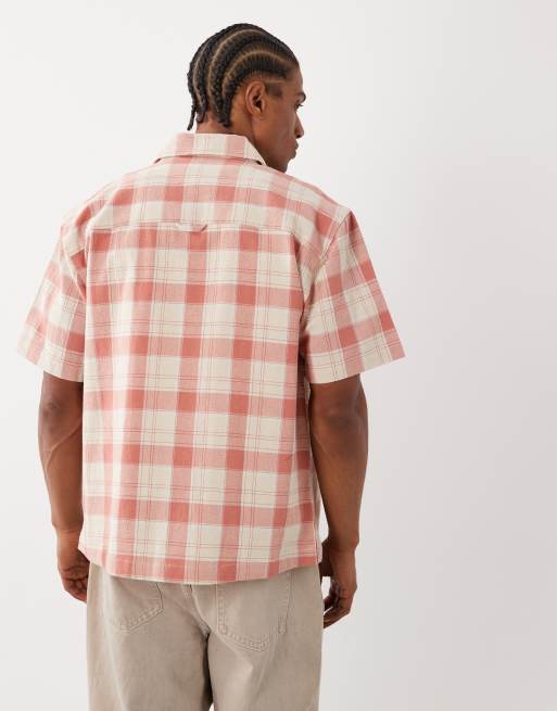 Farah Alden short sleeve plaid logo shirt in red/white, 3 of 5