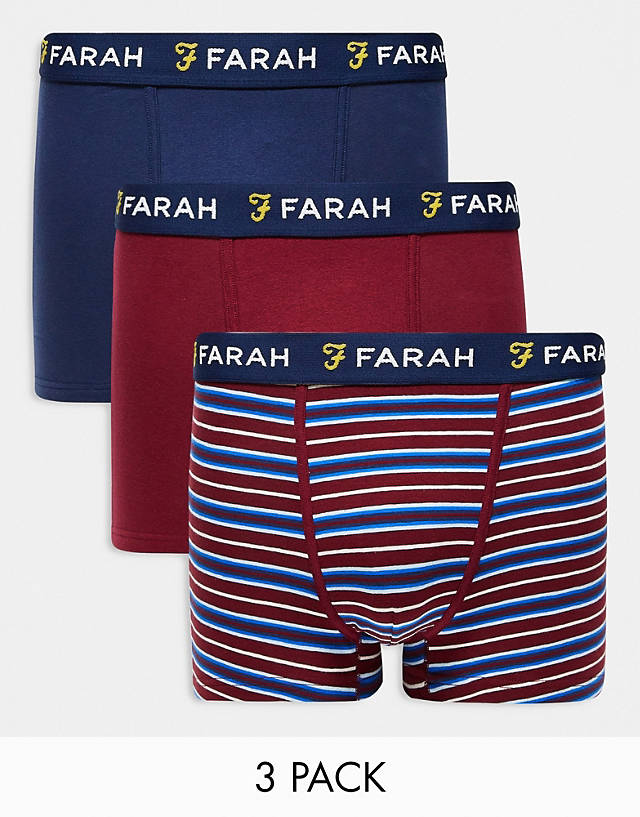 Farah - almand 3 pack boxers in navy and burgundy