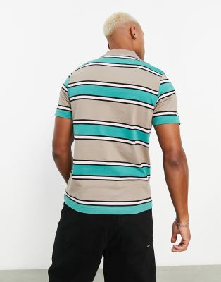 Alva - T-shirt a righe ampie marrone fumo e verde-Brown - Farah T-shirt donna  - immagine3