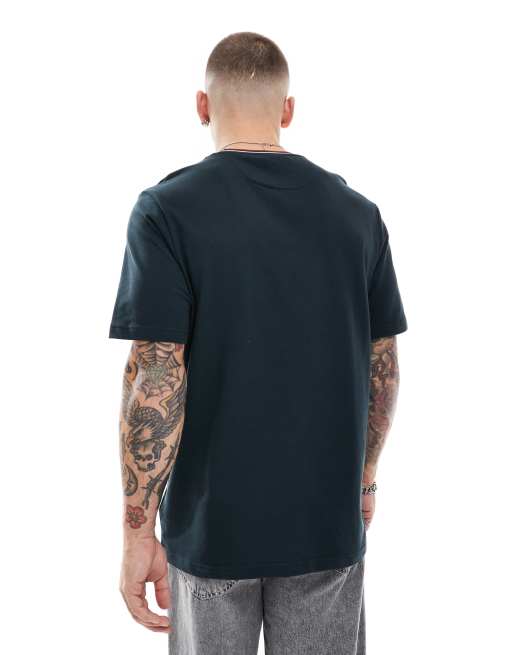 Farah – Alvin – Granatowy T-shirt z lamówką na kołnierzu, 3 z 4