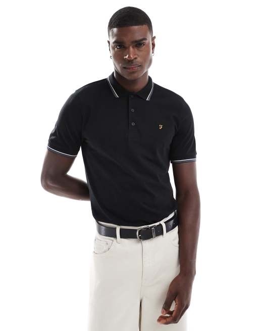 Farah - Alvin - Polo met een gekleurd randje in zwart