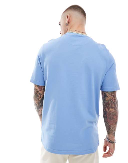 Farah - Alvin - T-shirt azzurra con righe a contrasto sul colletto, 3 di 4