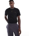 [Farah] Farah Alvin tipped cotton t-shirt in black XS BLACK