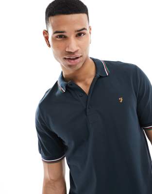 Farah Alvin tipped polo in black