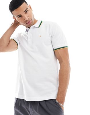 alvin tipped polo in white