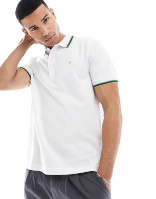Farah alvin tipped polo in white - ASOS Price Checker