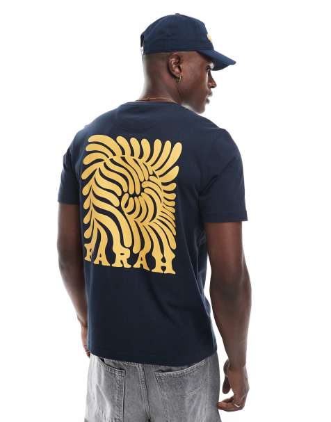 Farah amesbury chest and back print t-shirt in navy