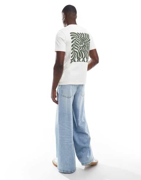 Farah - Amesbury - T-shirt met print voor en achter in beige - view 1
