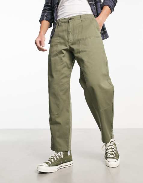 Farah Anderson utility twill loose fit trousers in  vintage green - view 1