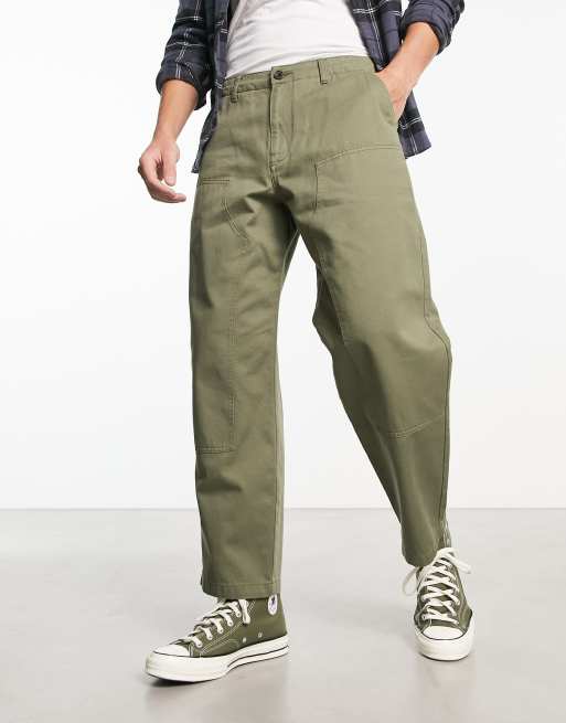 Farah Anderson utility twill loose fit trousers in vintage green