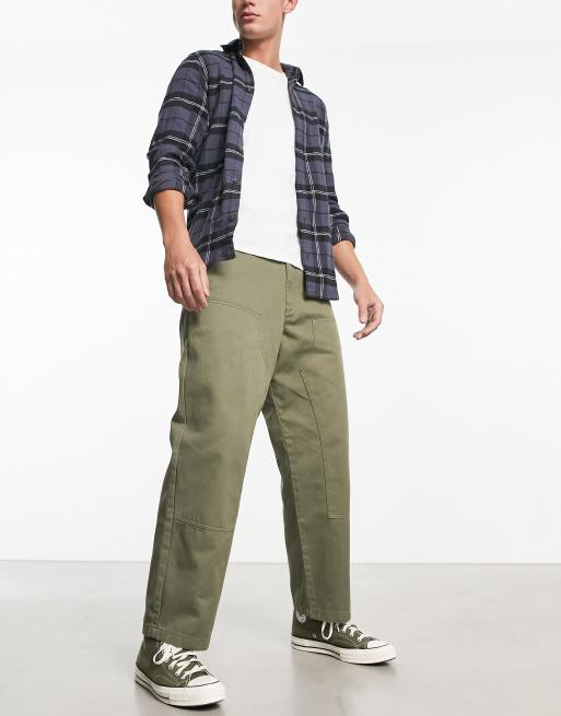 Farah Anderson utility twill loose fit trousers in vintage green