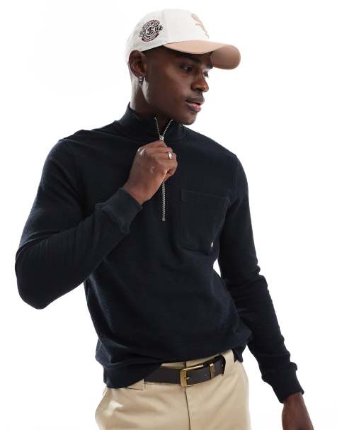 Farah Andres quarter zip sweatshirt in black - view 1