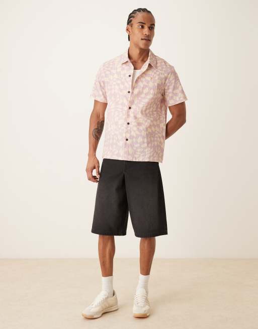 Farah - Angelo - Camicia a maniche corte rosa con stampa astratta, 2 di 5