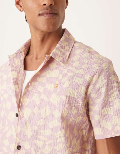 Farah - Angelo - Chemise manches courtes à imprimé abstrait - Rose, 5 de 5