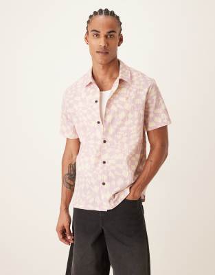 Farah Angelo Short Sleeve Abstract Print Shirt In Pink