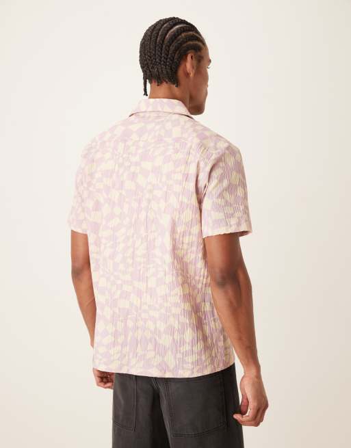 Farah Angelo short sleeve abstract print shirt in pink, 3 of 5