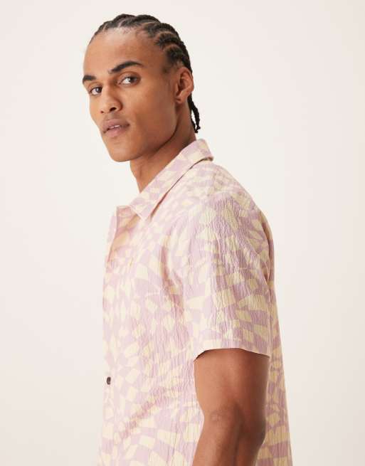 Farah Angelo short sleeve abstract print shirt in pink, 4 of 5