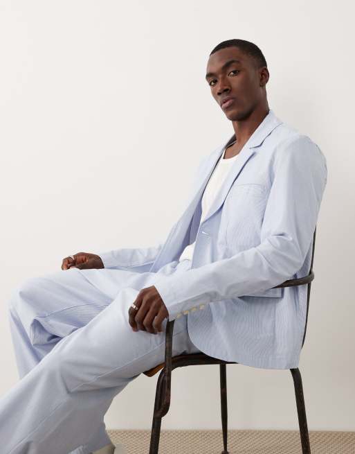 Farah Archive Biggs co-ord stripe blazer in blue, 3 of 5