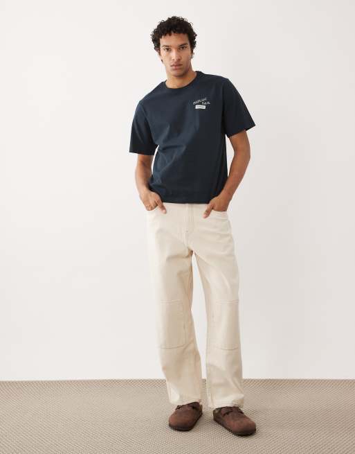 Farah Archive boxy oversized graphic logo t-shirt with back print in navy, 2 of 5
