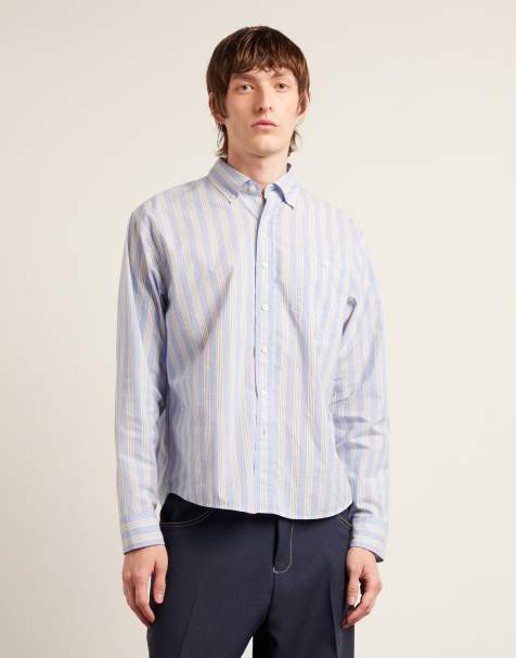 Farah Archive collection haskins striped shirt in blue - LBLUE - view 1