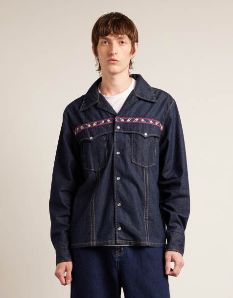 Farah Archive collection isidro denim shirt in mid indigo - view 1