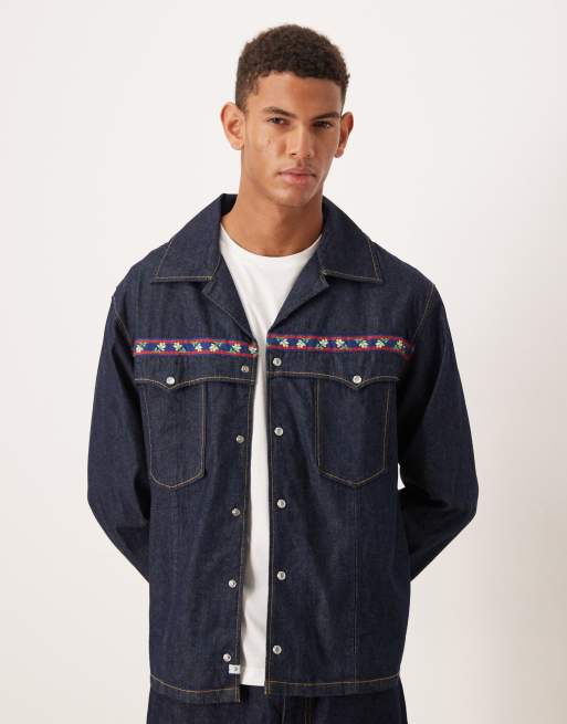 Farah Archive collection isidro denim shirt in mid indigo, 3 of 5